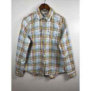 Exofficio Plaid Shirt Women’s Size Medium Teal Yellow Cream